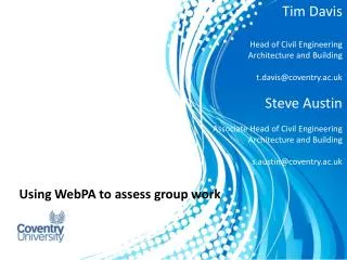 Using WebPA to assess group work