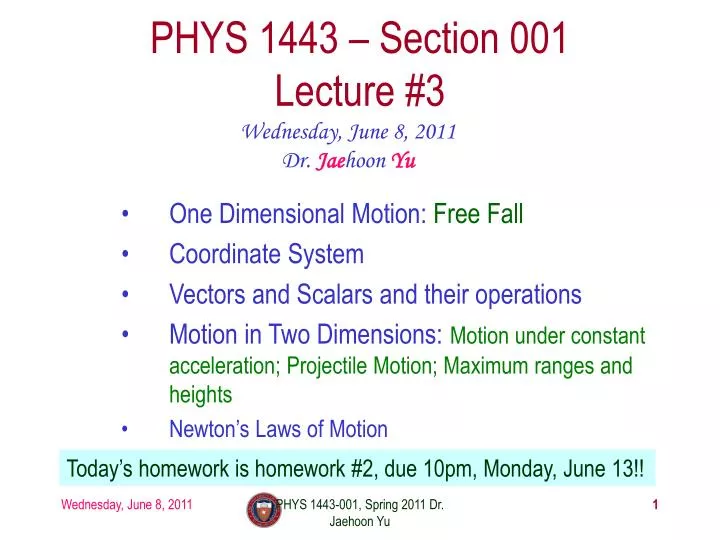 phys 1443 section 001 lecture 3