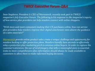 TWICE Executive Forum Q&A