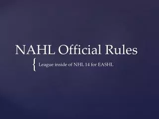 NAHL Official Rules