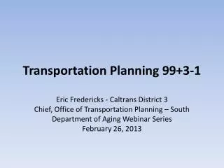Transportation Planning 99+3-1
