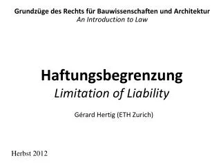 haftungsbegrenzung limitation of liability