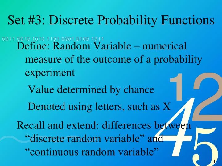 set 3 discrete probability functions