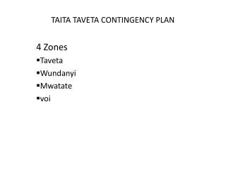 TAITA TAVETA CONTINGENCY PLAN