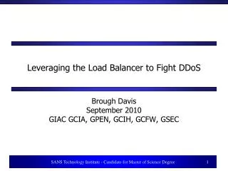 Leveraging the Load Balancer to Fight DDoS