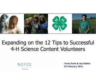 Expanding on the 12 Tips to Successful 4-H Science Content Volunteers