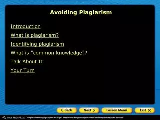 Avoiding Plagiarism