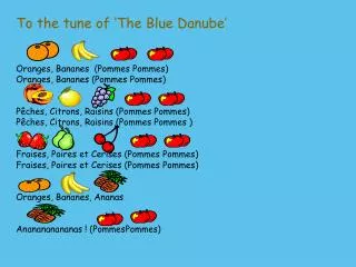To the tune of ‘The Blue Danube’ Oranges, Bananes (Pommes Pommes )