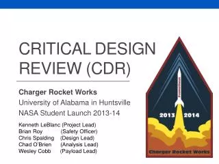 Critical Design Review (CDR)