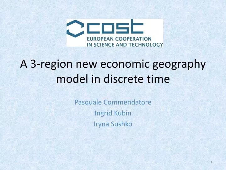 a 3 region new economic geography model in discrete time
