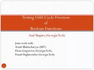 Testing Odd-Cycle Freeness of Boolean Functions