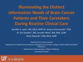 Jennifer A. Lyon 1 , MS, MLIS, AHIP, Dr . Jessica Schumacher 2 , PhD,