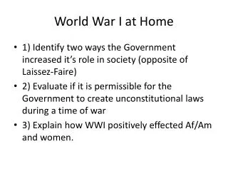 World War I at Home