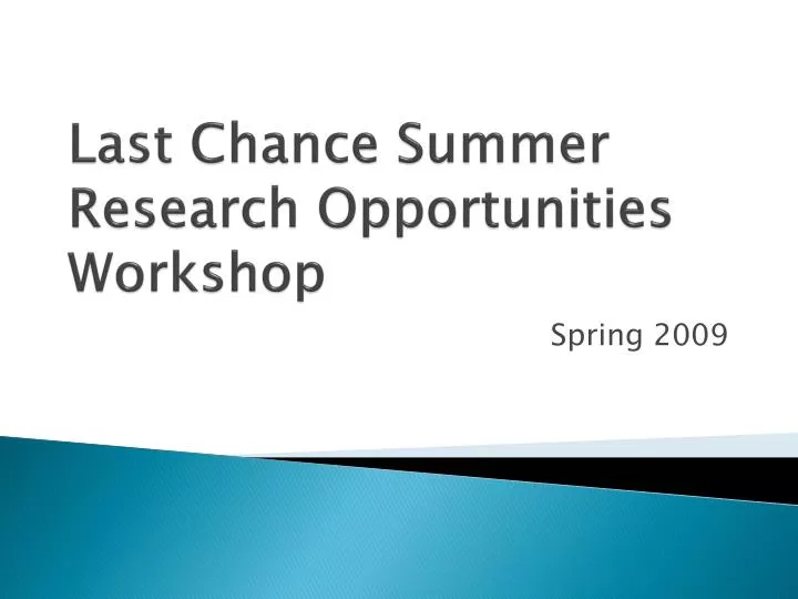last chance summer research opportunities workshop
