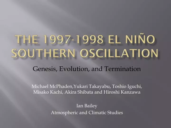 the 1997 1998 el ni o southern oscillation