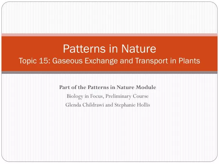 patterns in nature topic 15 gaseous exchange and transport in plants