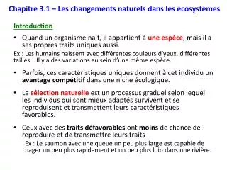 chapitre 3 1 les changements naturels dans les cosyst mes