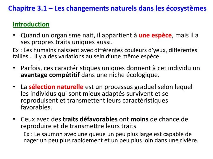 chapitre 3 1 les changements naturels dans les cosyst mes