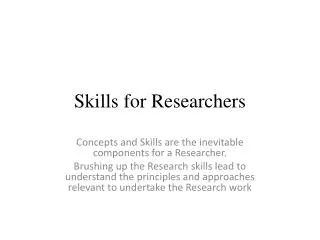 Skills for Researchers