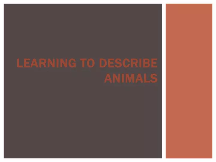 learning to describe animals