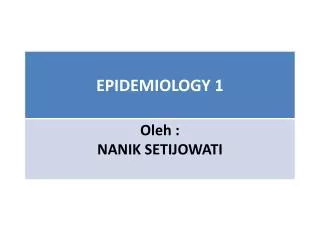 I. SEJARAH EPIDEMIOLOGY