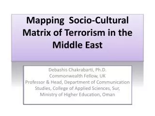 Mapping Socio-Cultural Matrix of Terrorism in the Middle East