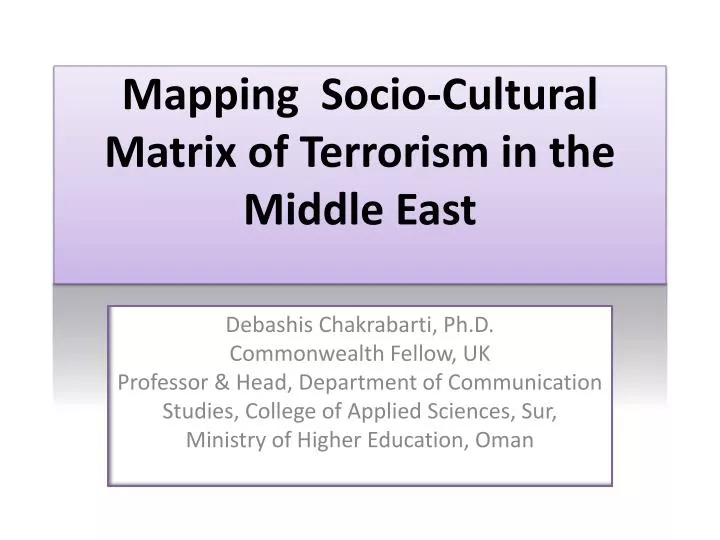 mapping socio cultural matrix of terrorism in the middle east