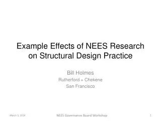 Example Effects of NEES Research on Structural Design Practice
