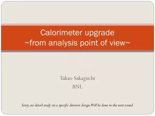 calorimeter upgrade from analysis point of view