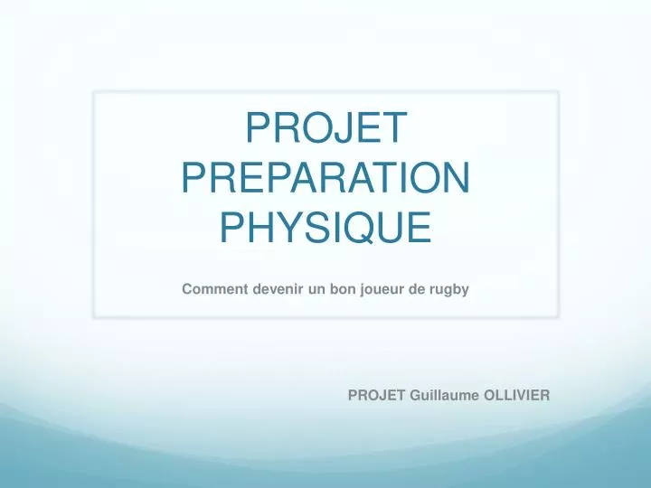 projet preparation physique