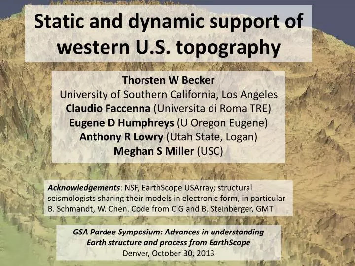 static and dynamic support of western u s topography