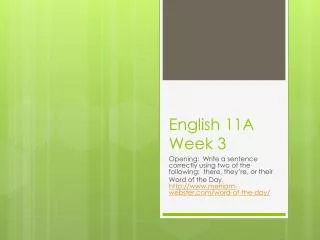 English 11A Week 3