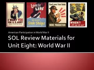 SOL Review Materials for Unit Eight: World War II