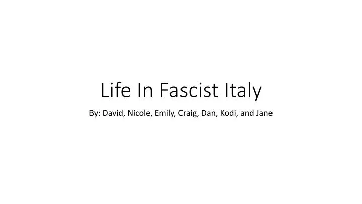 life in fascist italy