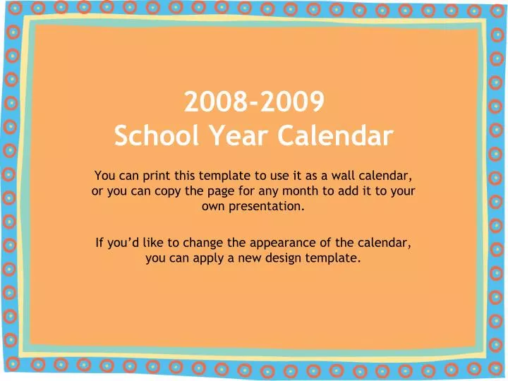 2008 2009 school year calendar