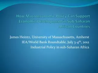 How Macroeconomic Policy Can Support Economic Development in Sub-Saharan African Countries