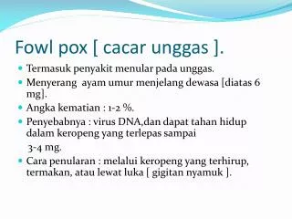 fowl pox cacar unggas