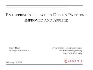 Enterprise Application Design Patterns: Improved and Applied