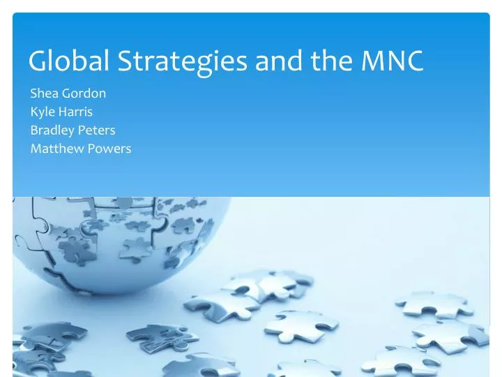 global strategies and the mnc