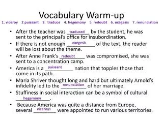 Vocabulary Warm-up