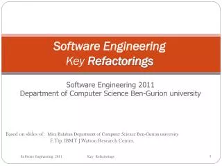 Software Engineering Key Refactorings