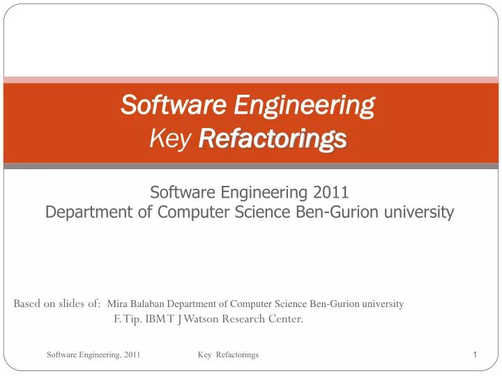 software engineering key refactorings