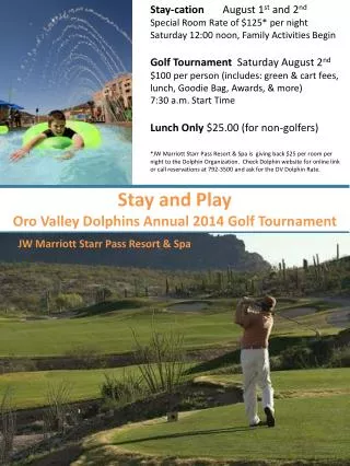 Stay and Play Oro Valley Dolphins Annual 2014 Golf Tournament