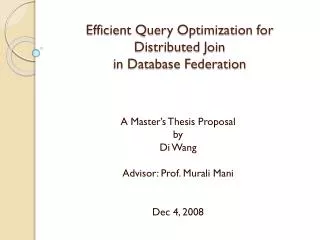 Efficient Query Optimization for Distributed Join in Database Federation