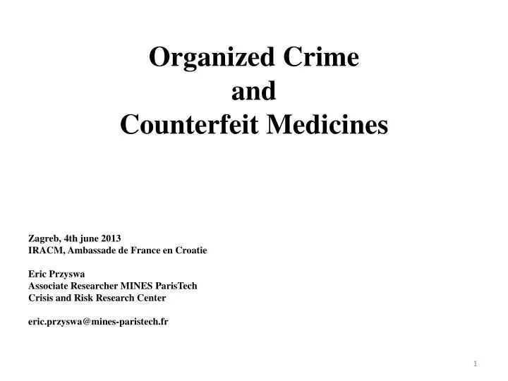 organized crime and counterfeit medicines