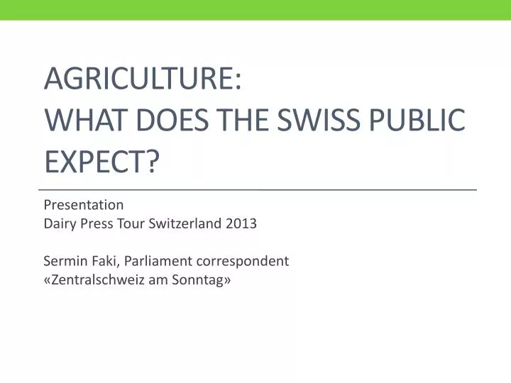 agriculture what does the swiss public expect