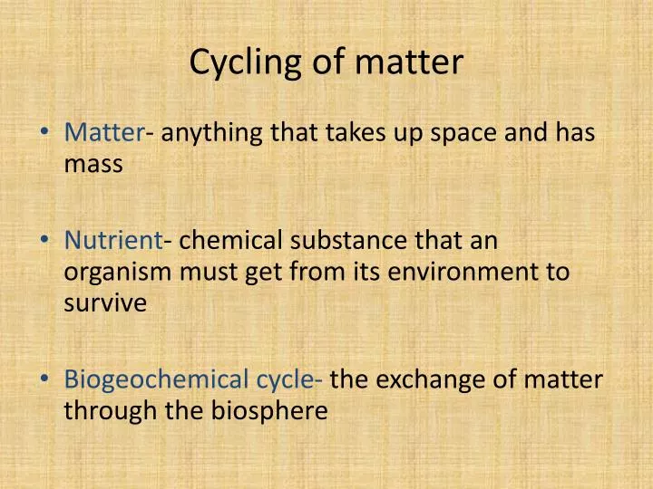 cycling of matter