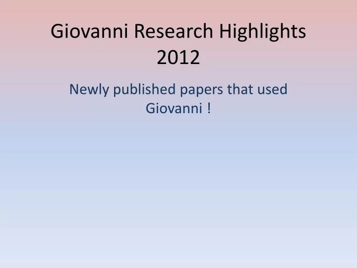 giovanni research highlights 2012