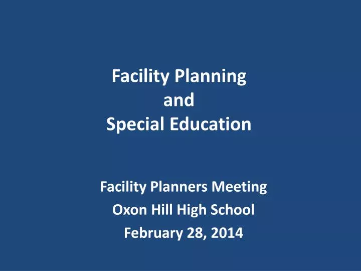 facility planning and special education