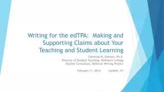 Writing for the edTPA : Making and Supporting Claims about Your Teaching and Student Learning